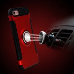 Wholesale iPhone XS / X 360 Rotating Ring Stand Hybrid Case with Metal Plate (Red)